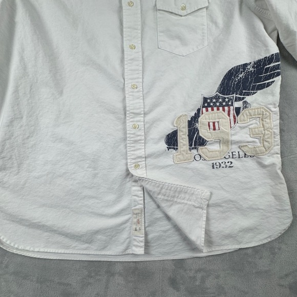 RARE Vtg Ralph Lauren Winged Foot 1932 LA Embroidered Button Down Shirt Mens XXL - Picture 10 of 15